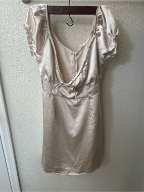 Silky Champagne Satin Mini Dress